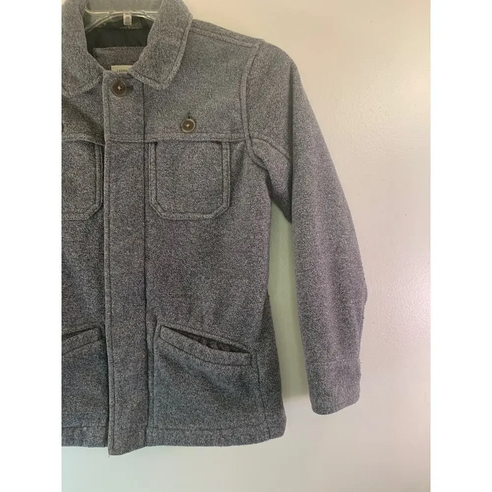LANDS' END Boy’s Gray Fleece Zip Up Jacket / Size: Large 7